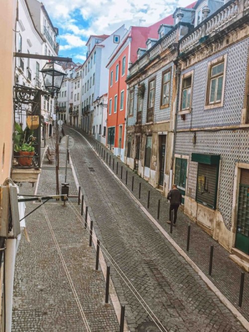 Alfama neighborhood in Lisbon, Blue Eyed Compass