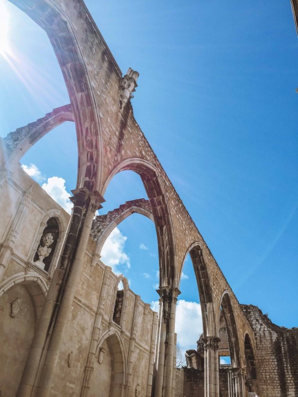 inside of Carmo Convent in Lisbon