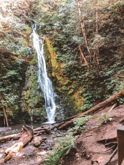 Madison Creek Falls waterfall, Olympic Peninsula, Blue Eyed Compass